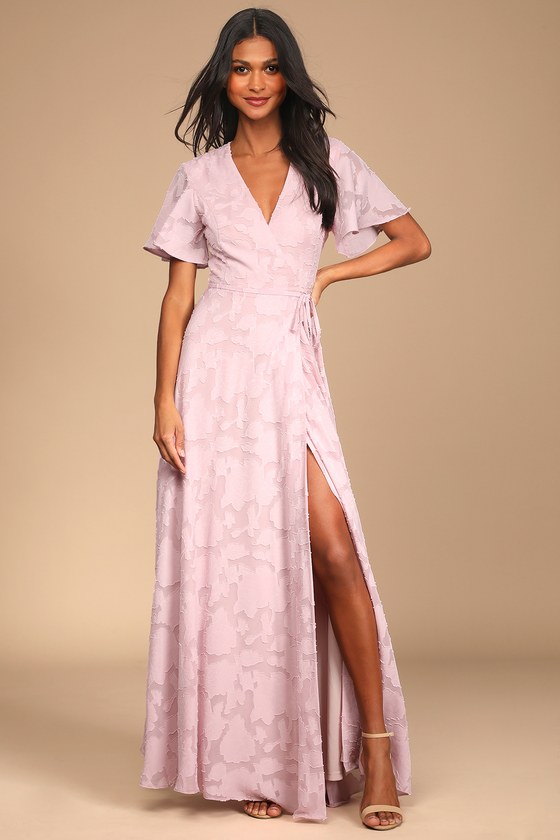 Pink Floral Dress - Maxi Wrap Dress - Flutter Sleeve Maxi Dress - Lulus